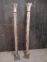 Rare pair of painted hardwood bar divider pillars {197 cm H x 26 cm W x 26 cm D}.