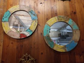 Pair of painted hardwood wall mirrors {60 cm Dia.}.