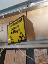 Controlled Areas X-Ray Perspex and tinplate light box {26 cm H x 30 cm W x 20 cm D}.