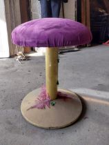 Vintage gilded metal stool with crushed velvet upholstered seat {52 cm H x 44 cm W x 44 cm D}.