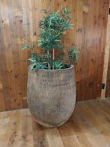 Large Coconut tree urn {134 cm H x 75 cm Dia.}.{100 cm H x 75 cm W x 75 cm D}.
