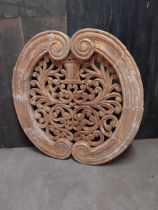 Decorative Indian carved hardwood wall panel {123 cm H x 120 cm W x 13 cm D}.