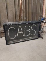 1980s Neon light up double sided CABS advertising sign in working order {51 cm H x 105 cm W x 31