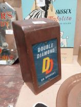 Double Diamond mahogany and Perspex light up counter font. {23 cm H x 13 cm W x 10 cm D}