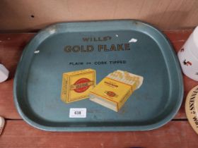 Will's Gold Flake Cigarettes tin plate advertising tray . {32 cm H x 42 cm W}.