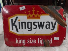Kingsway Cigarettes/Bristol Cigarettes double sided enamel advertising sign. {30 cm H x 45 cm W}.