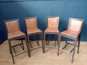 Four high stools leather seats and back {H 106cm x 42cm x 42cm }.