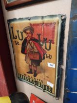 Lu Lu Biscuits tin plate advertising sign. {42 cm H x 34 cm W}.