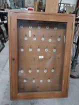 1980's pine key cabinet. {74 cm H x 52 cm W x 11 cm D}.