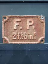Cast iron fire point 2ft 6in street sign {H 20cm x D 31cm}.
