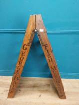 George Bayes Fish Merchant Marine Road Flamborough Yorks wooden advertising stepladder. {125 cm H