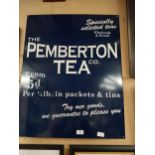 The Pemberton Tea Co enamel advertising sign. {75 cm H x 59 cm W}.