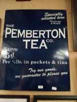 The Pemberton Tea Co enamel advertising sign. {75 cm H x 59 cm W}.