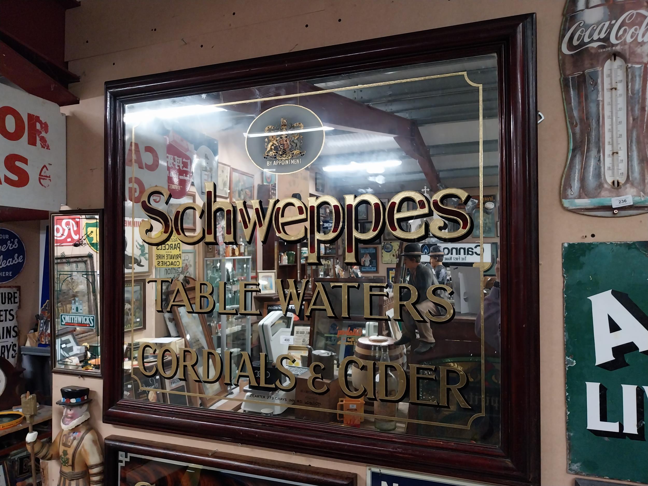 Schweppes Table Waters Cordials and Cider framed advertising mirror by J Carter 273 Grays Inn Road - Image 2 of 10