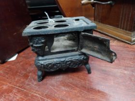 RESCAN miniature stove. {15 cm H x 12 cm W x 11 cm D}.