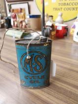 Munster Sims Cycle Oil can. {20 cm H x 18 cm W}.