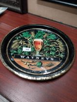 Watneys Ale tin plate advertising drinks tray. {35 cm Dia}.