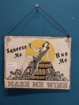 Hug me Squeeze Me metal sign. {20 cm H x 25 cm W}.