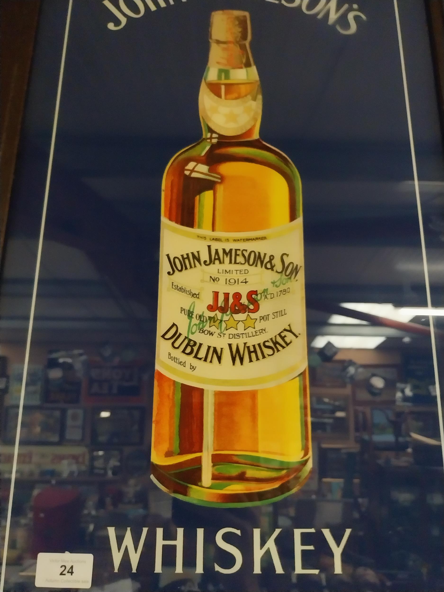 John Jameson's Whiskey print in stamped oak frame. {74 cm H x 49 cm W}. - Image 5 of 6