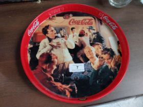 1970'S Coca Cola tin plate advertising tray. {27 cm Dia.}.