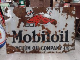 Mobiloil enamel advertising sign. {76 cm H x 114 cm W}.