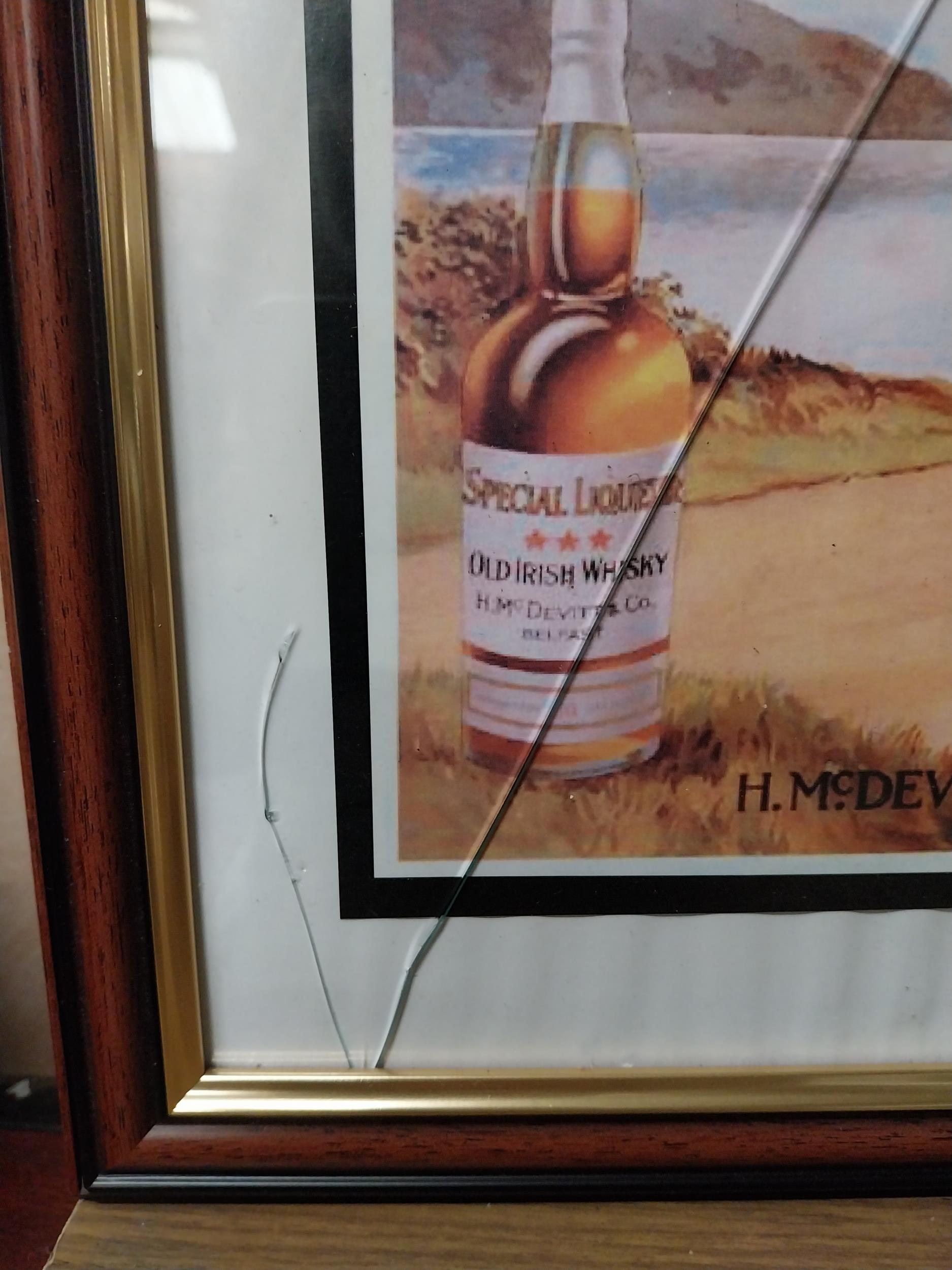 McDevitt and Co Old Irish Whiskey framed advertising print. {32 cm H x 40 cm W}. - Image 2 of 7