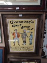 Goodbody's Golf Score Book framed advertising print. {59 cm H x 49 cm W}.