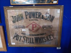 John Power and Sons Dublin Distillery framed print. {47 cm H x 63 cm W}.