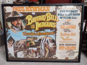 Original Buffalo Bill and The Indians framed movie poster {79 cm H x 104 cm W}.