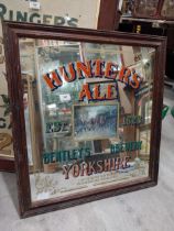 Hunter's Ale Bentley's Brewery Yorkshire framed advertising mirror. {69 cm H x 64 cm W].