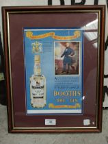 Booth's Matured Dry Gin framed advertising print {44 cm H x 35 cm W}.