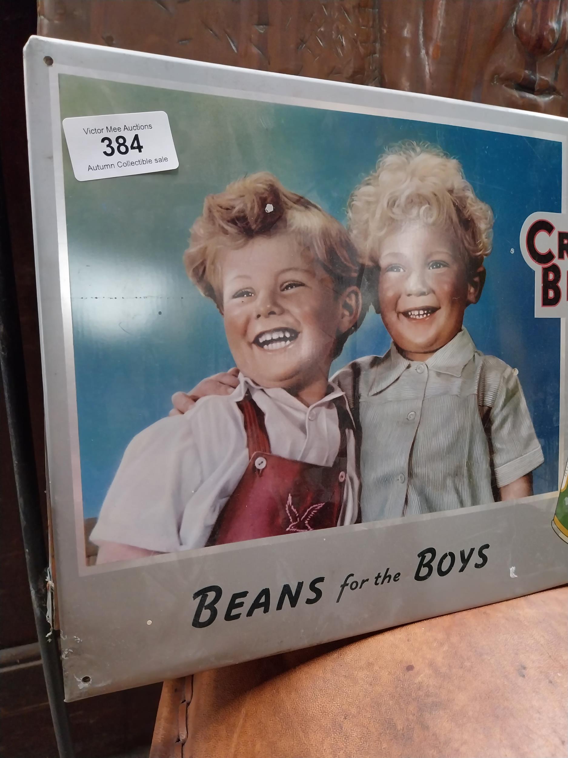 Crosse and Blackwell Beans for the Boys tin plate advertising sign. {24 cm H x 37 cm W}. - Image 2 of 4