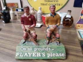 Player's Please On All Ground GAA player advertising figure. {22 cm H x 22 cm W x 12 cm D}.