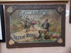 Early 1900's Gallaher's framed tin plate advertising sign. {37 cm H x 50 cm W}.