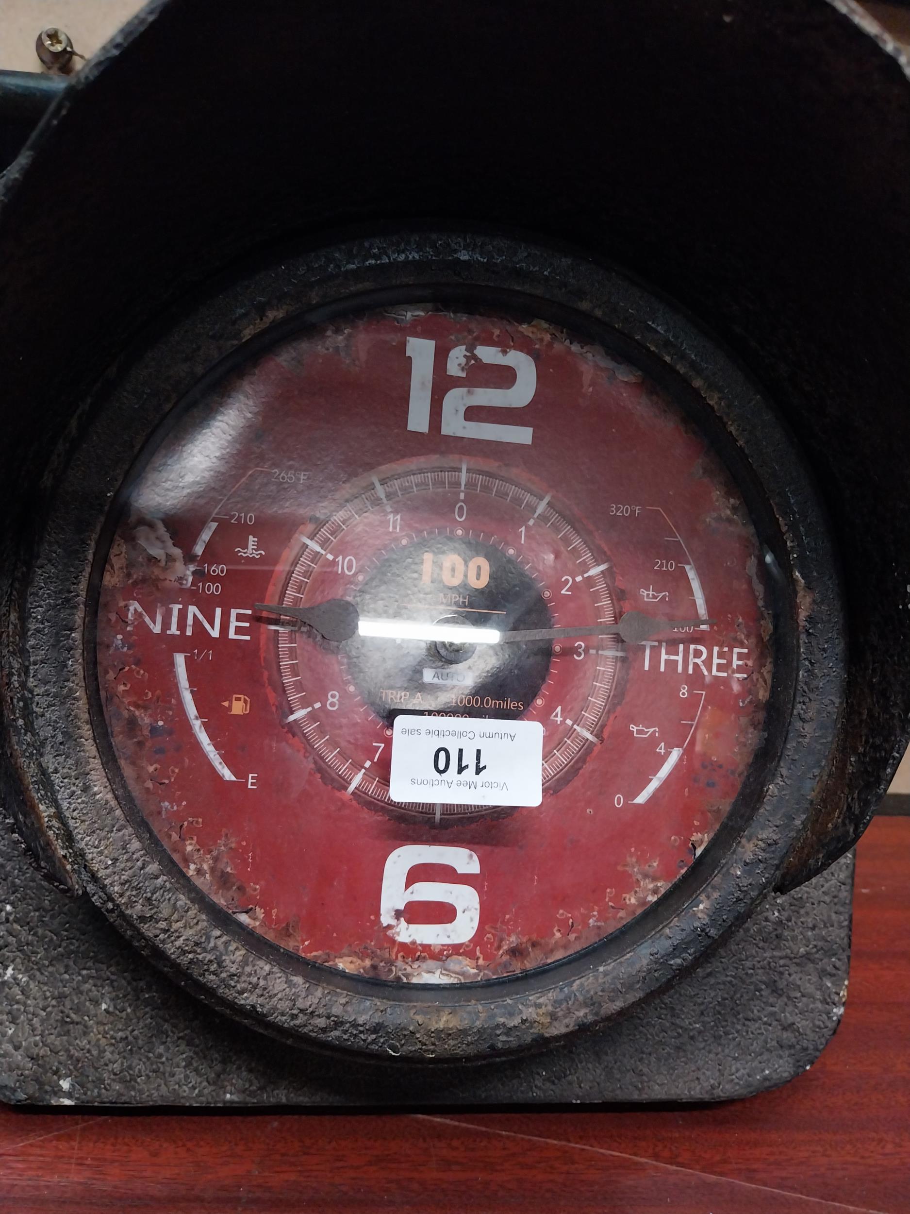 Novelty clock in form of speedometer. {29 cm H x 29 cm W}. - Image 7 of 7