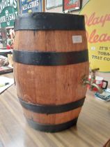 Unusual early 20th C. metal bound whiskey barrel. {42 cm H x 26 cm W x 36 cm D}.