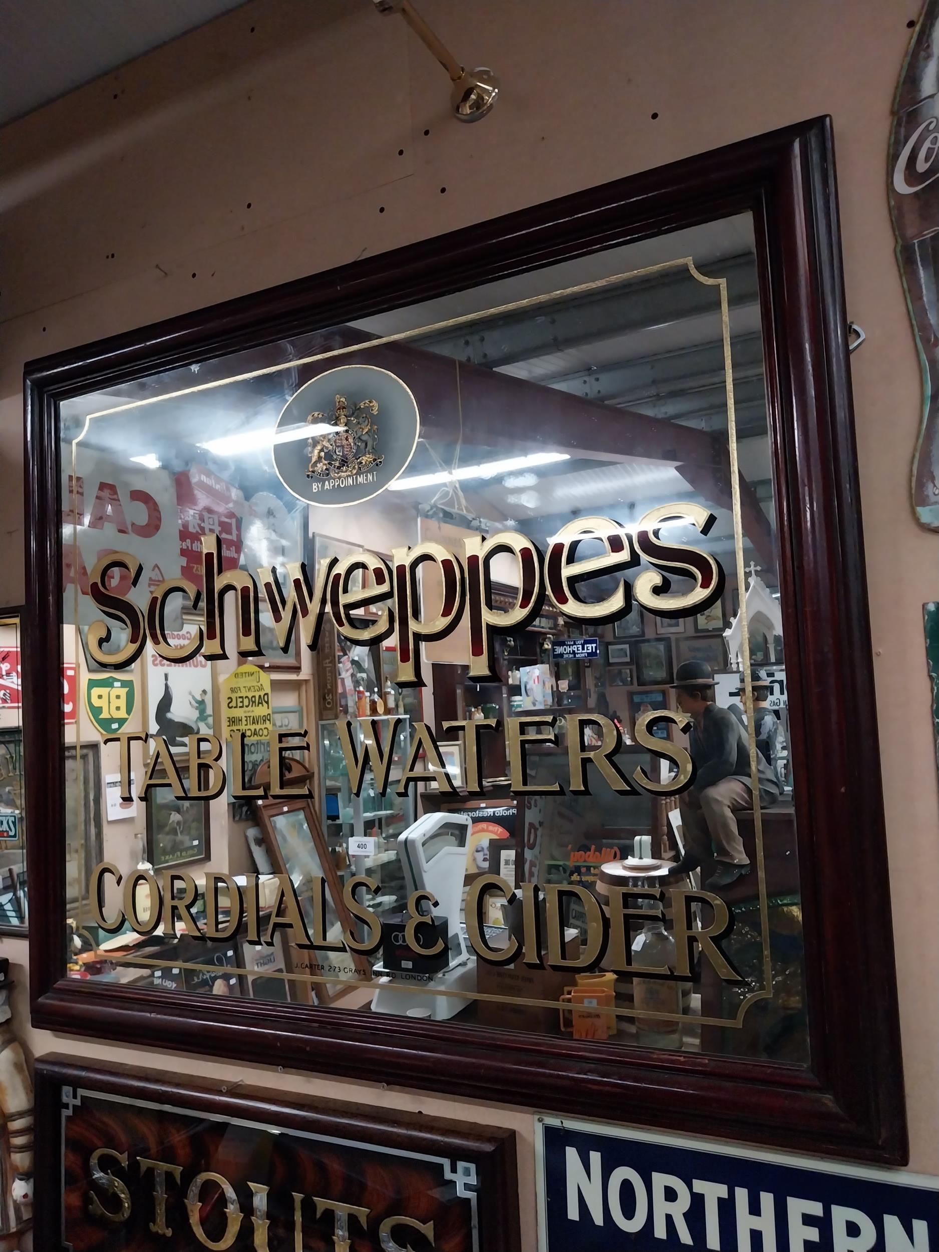 Schweppes Table Waters Cordials and Cider framed advertising mirror by J Carter 273 Grays Inn Road - Image 10 of 10