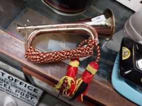 Copper and Brass Army bugle. {25 cm L}.