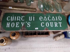 Rare 1930's sign denoting Hoey's Court, the former birthplace of Jonathan Swift