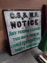GS and WR Notice Any person leaving this gate open is liable to a penalty of forty shillings cast