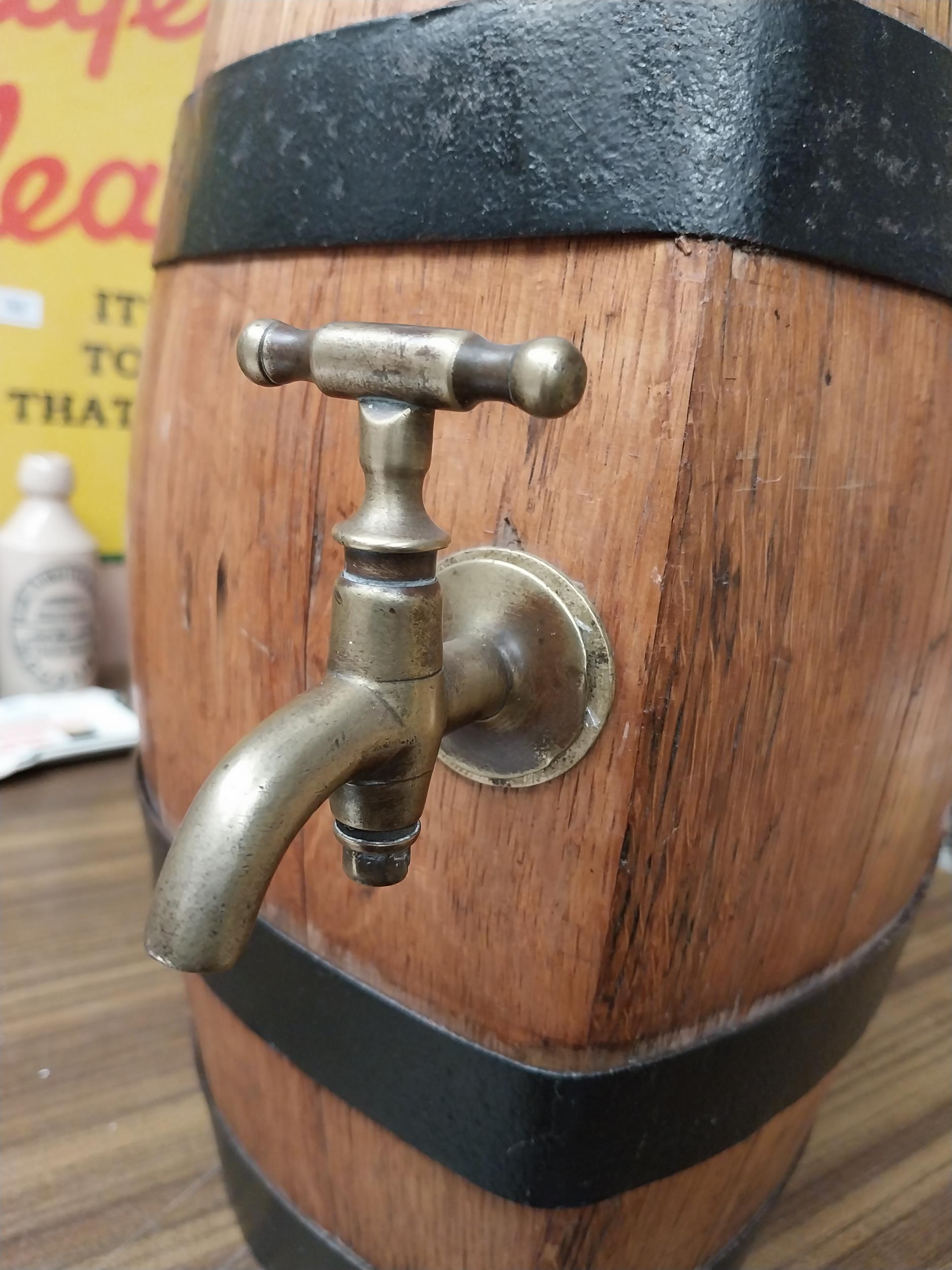 Unusual early 20th C. metal bound whiskey barrel. {42 cm H x 26 cm W x 36 cm D}. - Image 6 of 6