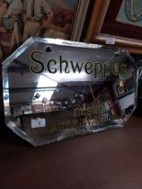 Schweppes Irish Table Waters advertising mirror. {31 cm H x 51 cm W}