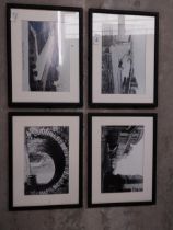 Four framed black and white prints - Galway Scenes. {28 cm H x 38 cm W}.
