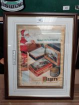 Medium Mild in all districts Player's Medium Navy Cut Christmas advertising print in frame. {56 cm H