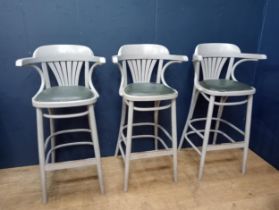 Three bentwood high stools