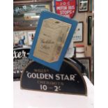 Wills's Golden Star Cheroots showcard. {23 cm H x 10 cm W}.