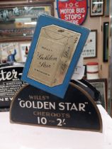 Wills's Golden Star Cheroots showcard. {23 cm H x 10 cm W}.
