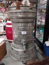 1930's silver plate and brass Bovril dispenser in the form of a Castle. {45 cm H x 20 cm Diam}.