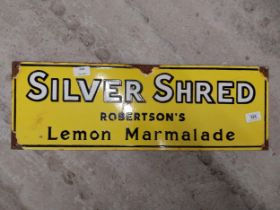 Silver Shred Robertson's Lemon Marmalade enamel advertising sign. {21 cm H x 61 cm W}.