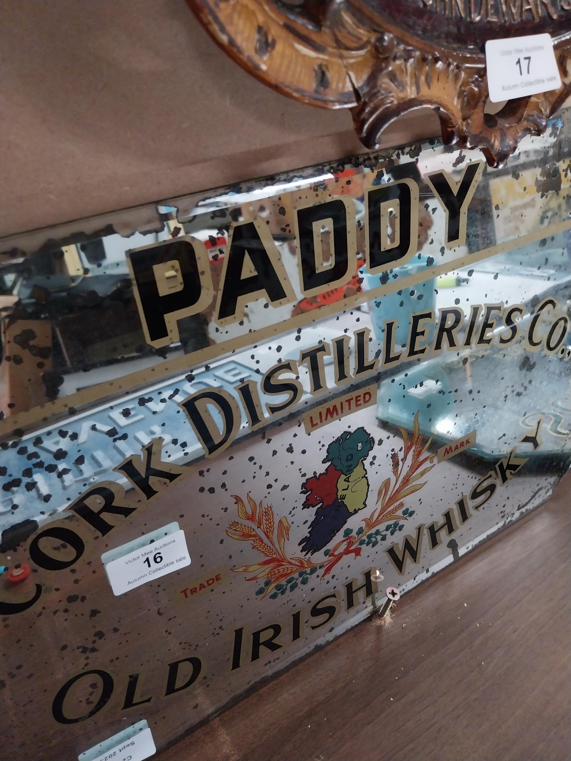 Paddy Whiskey Cork Distillers Advertising mirror. {31 cm H x 51 cm W}. - Image 7 of 7